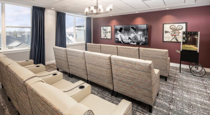 State-of-the-art media room at Randall Residence at Gateway Park (Greenfield, IN)